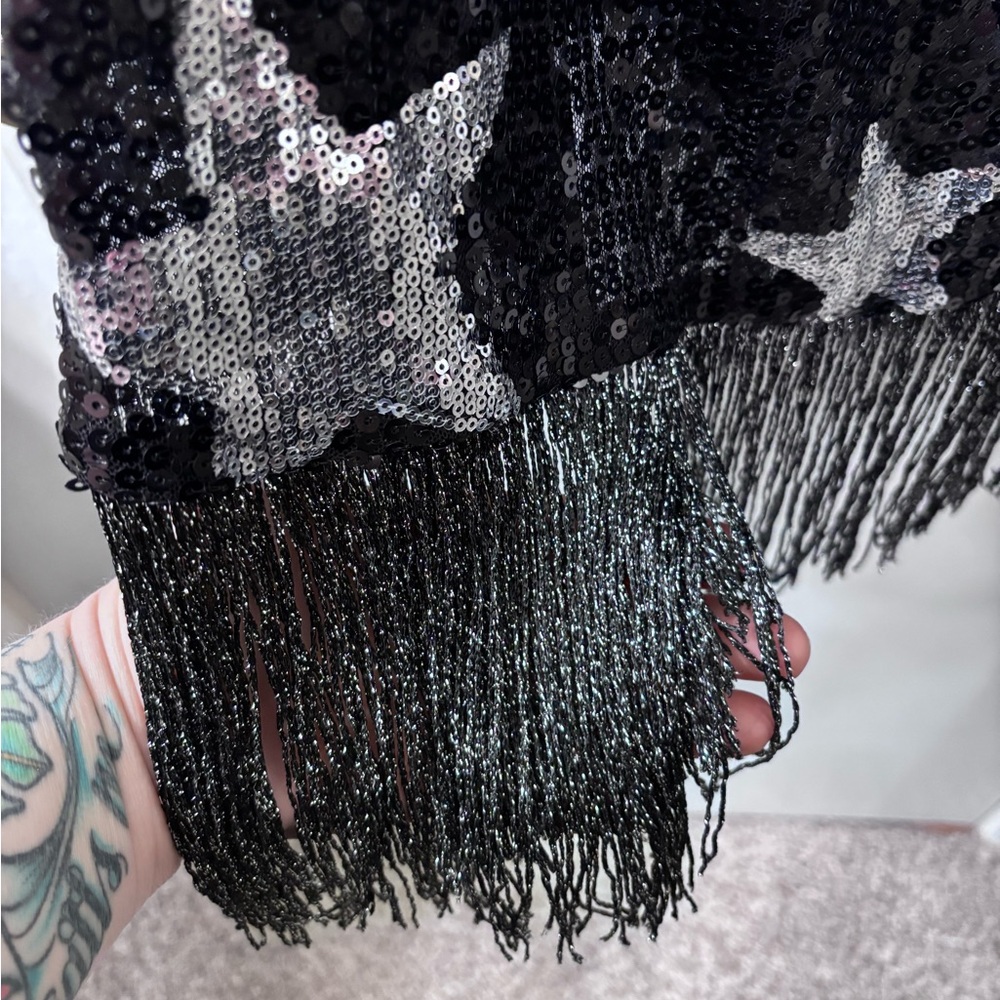 Edgy Halter Starry Sequin Mini Dress - Picture 6 of 6